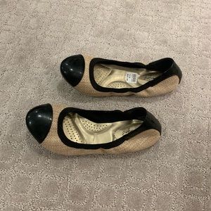 Tan and Black Ballet Flats